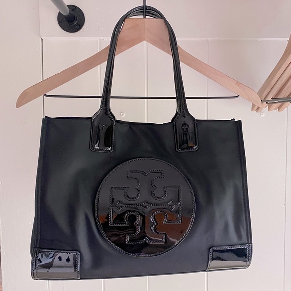 Tory Burch Handbags - Tory Burch Ella Patent Nylon Mini Tote / Black / Like New